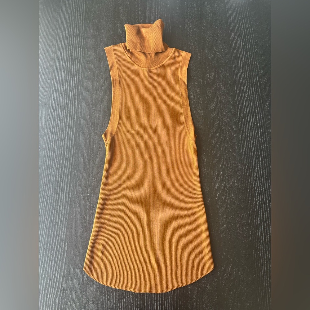 Zara Tan Sleeveless Turtleneck Top